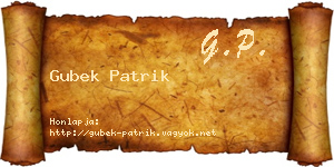 Gubek Patrik névjegykártya